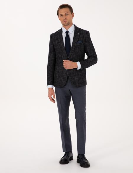 Lacivert Ex. Slim Fit Yün Karışımlı Ceket - 50311204050