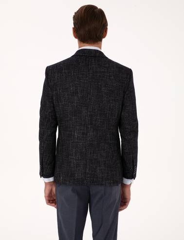 Lacivert Ex. Slim Fit Yün Karışımlı Ceket