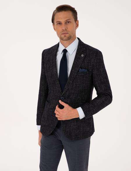 Lacivert Ex. Slim Fit Yün Karışımlı Ceket - 50311204050