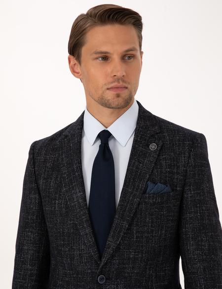 Lacivert Ex. Slim Fit Yün Karışımlı Ceket - 50311204050