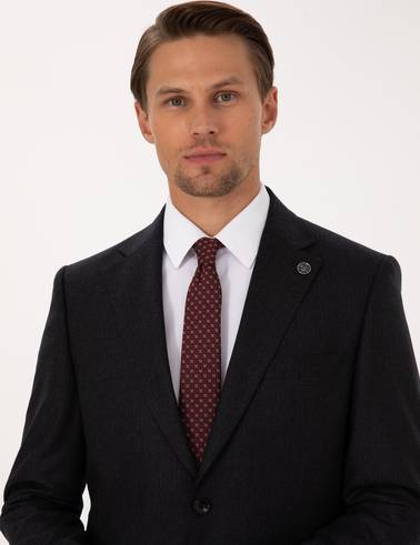 Antrasit Slim Fit %100 Yün Takım Elbise