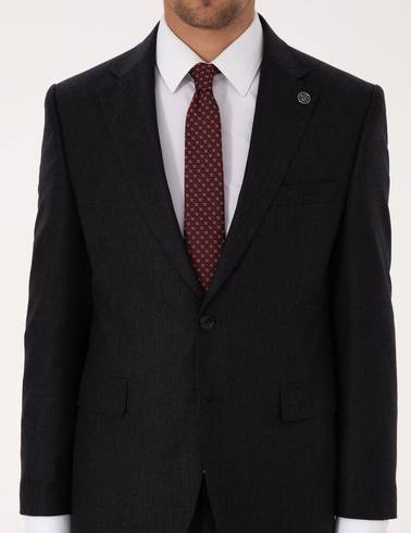 Antrasit Slim Fit %100 Yün Takım Elbise