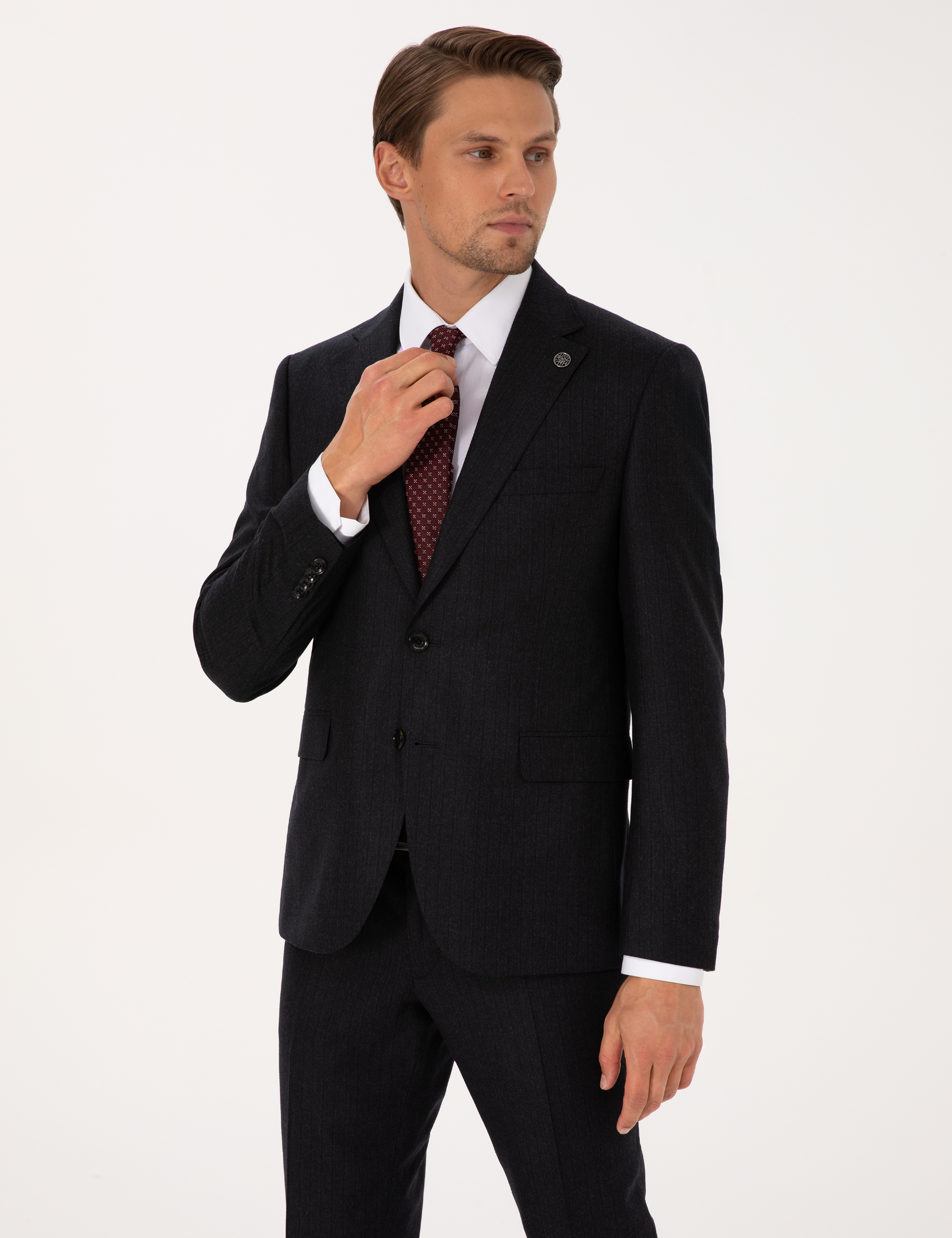 Antrasit Slim Fit %100 Yün Takım Elbise - Image 3