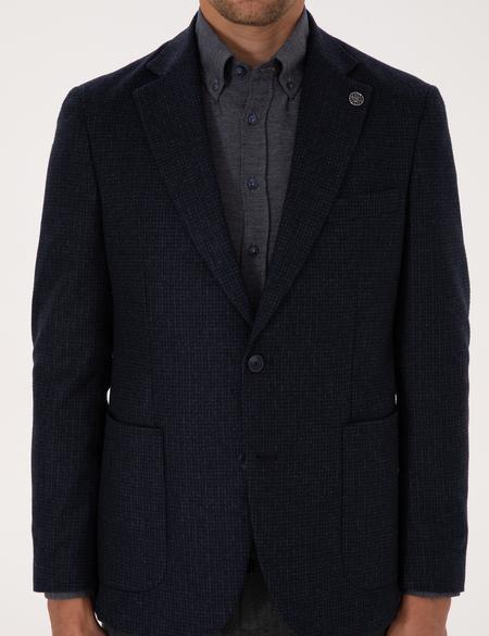 Lacivert Slim Fit Yün Karışımlı Ceket - 50313336056