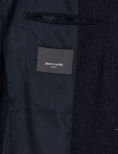 Lacivert Slim Fit Yün Karışımlı Ceket