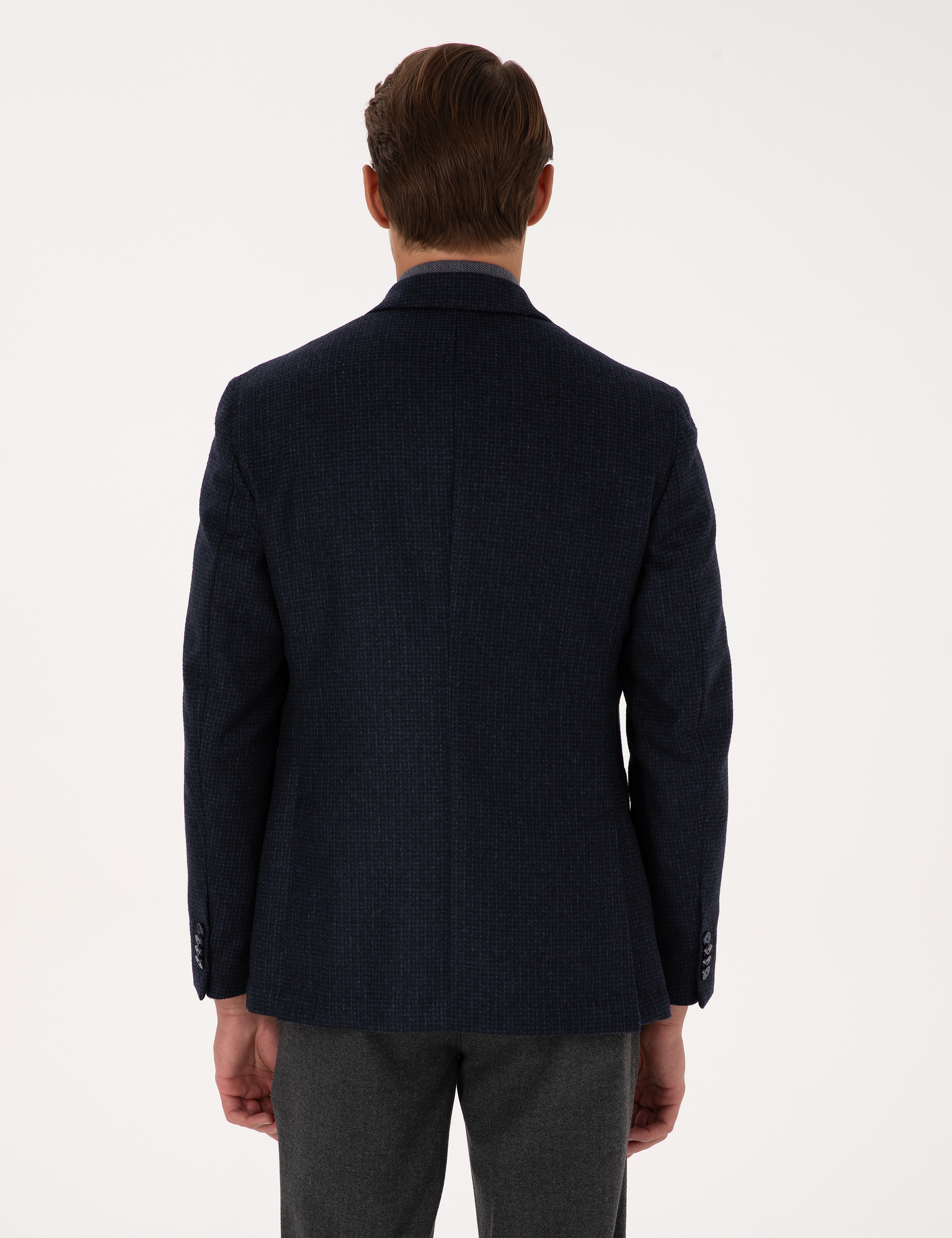 Lacivert Slim Fit Yün Karışımlı Ceket - Image 5