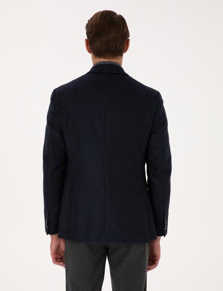 Lacivert Slim Fit Yün Karışımlı Ceket - 50313336056