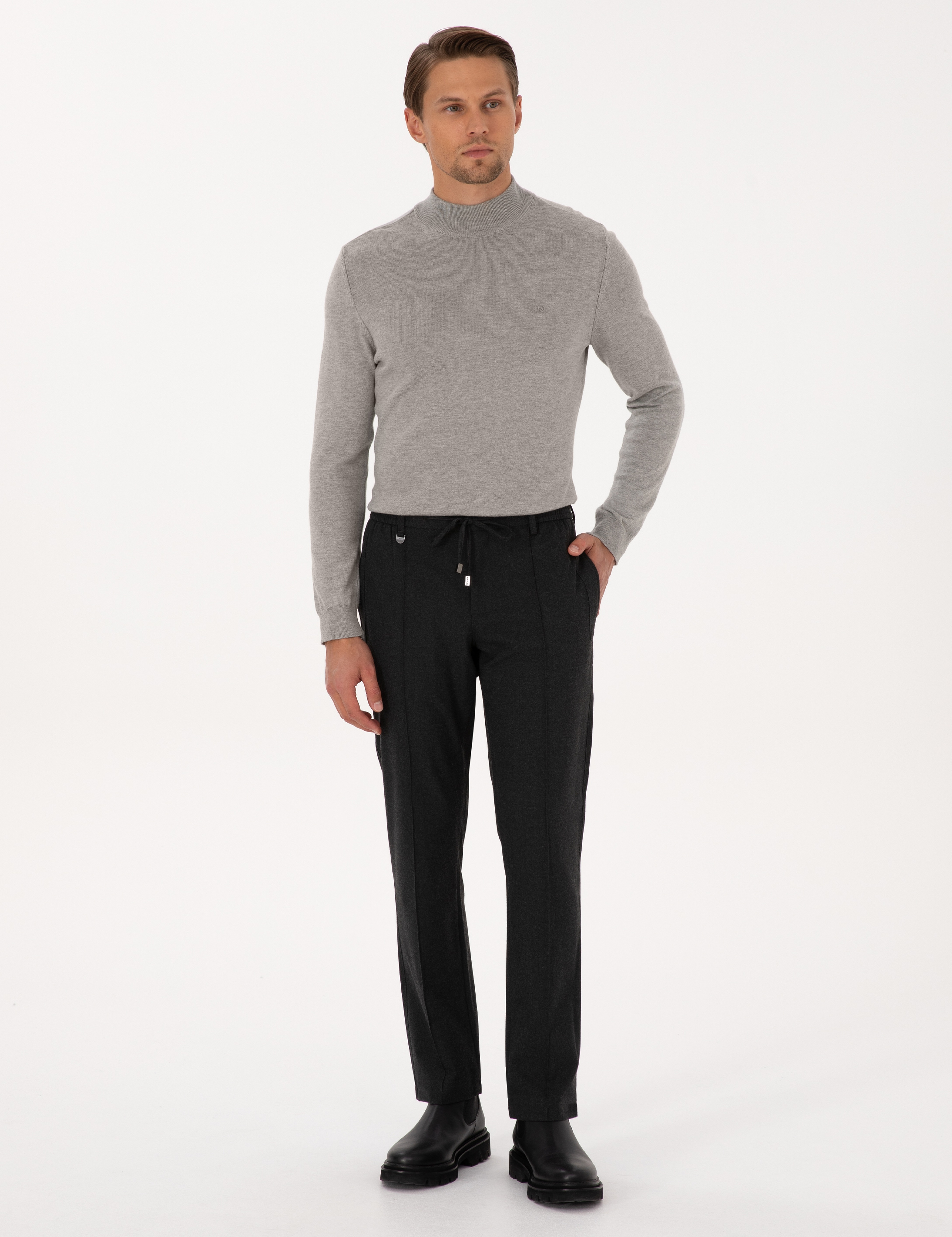 Antrasit Slim Fit Kumaş Pantolon - Image 1