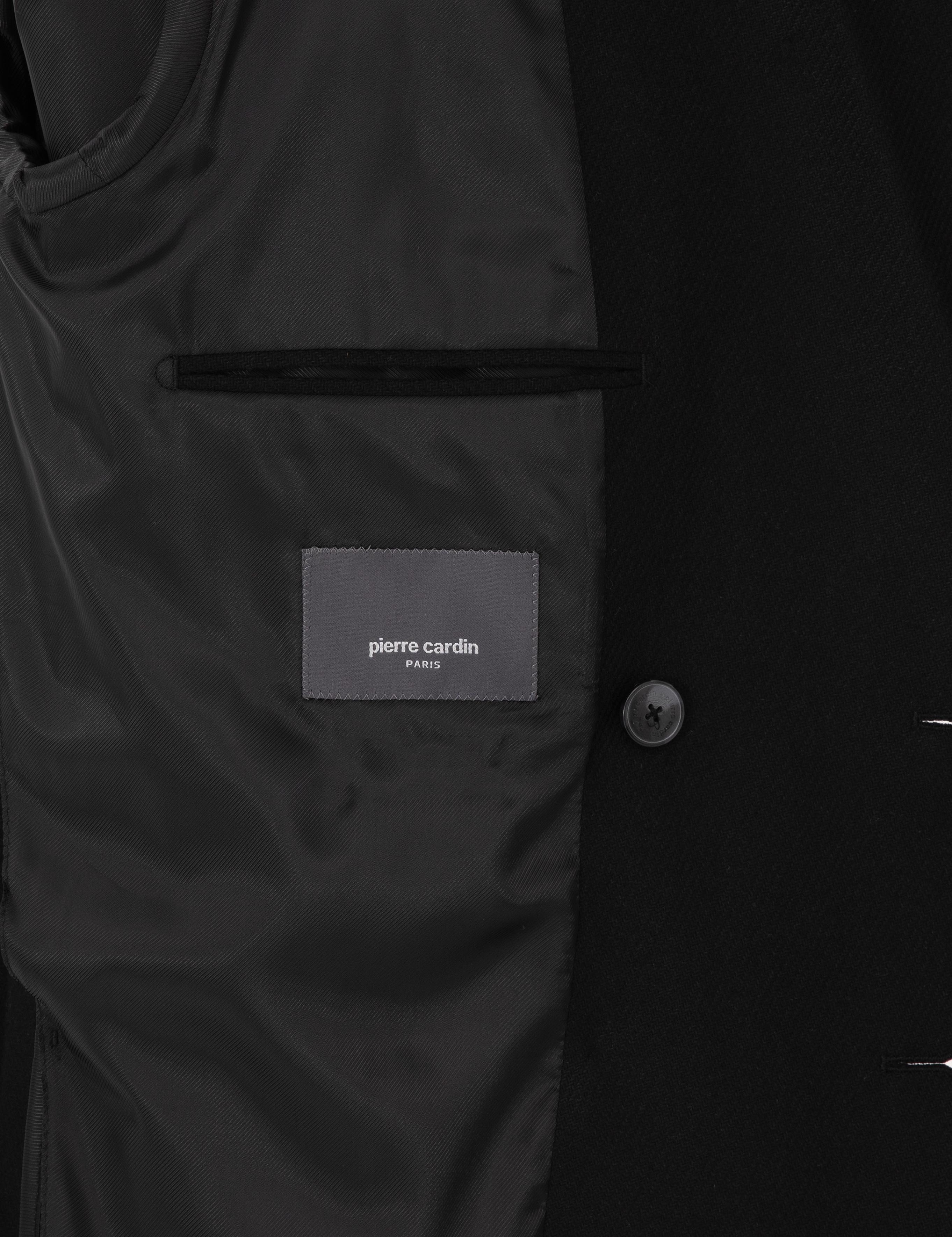 Siyah Ex. Slim Fit Yün Karışımlı Kruvaze Ceket