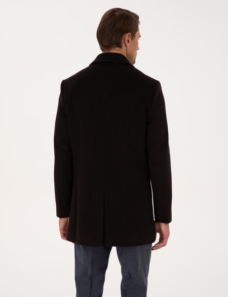 Kahverengi Ex. Slim Fit Yün Karışımlı Kaşe Kaban - 50314200062