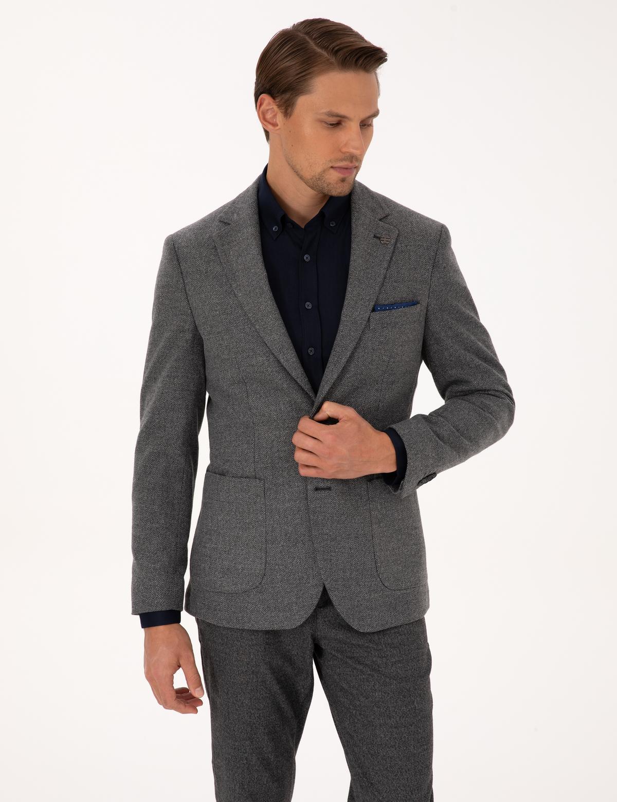 Füme Slim Fit Balıksırtı Ceket - 50317640017