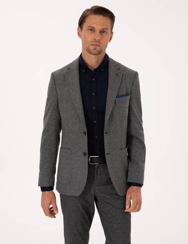 Füme Slim Fit Balıksırtı Ceket