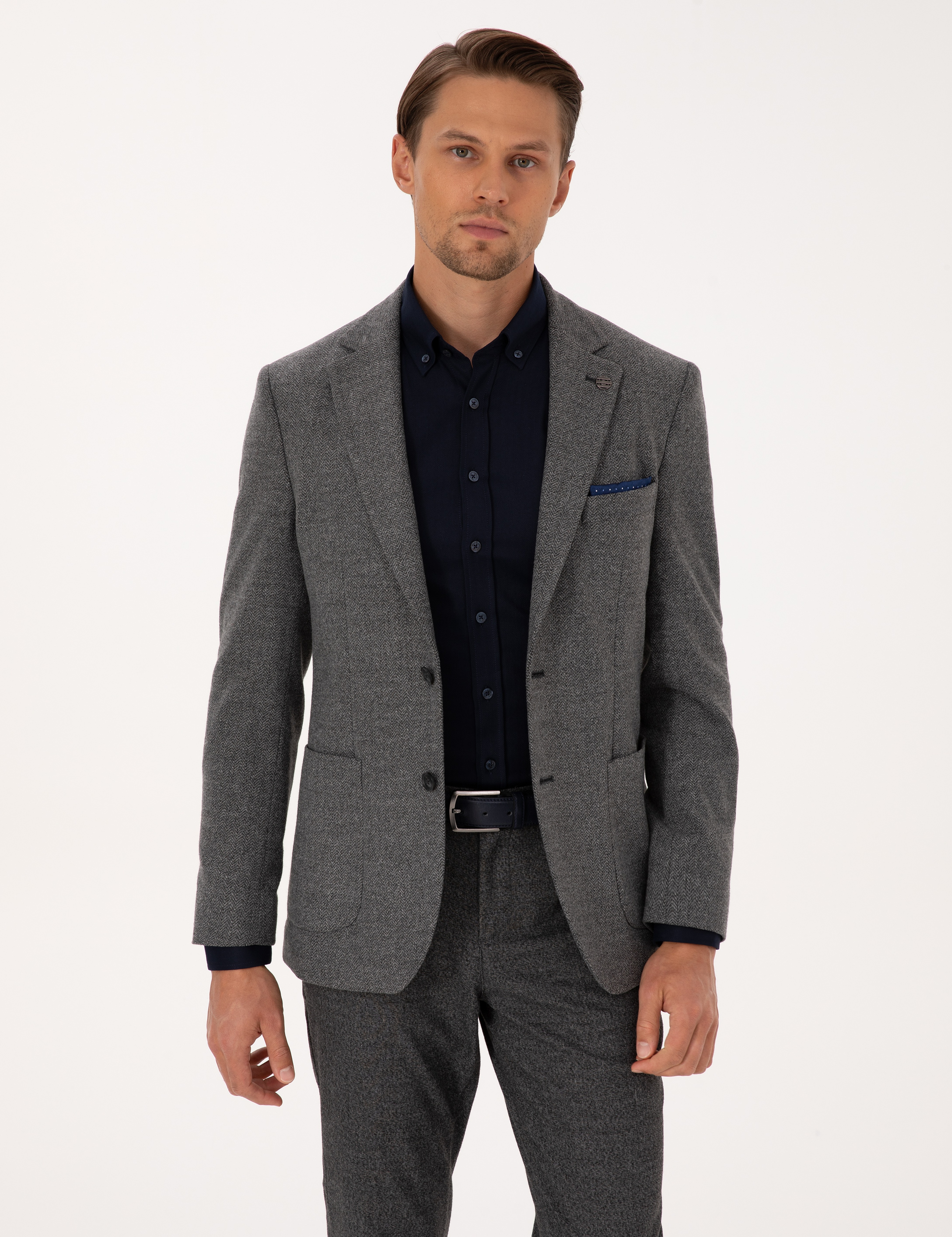Füme Slim Fit Balıksırtı Ceket - Image 1