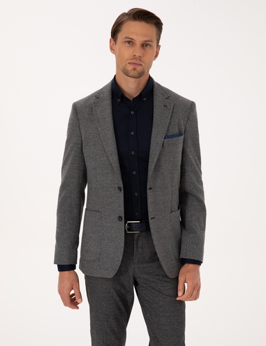 Füme Slim Fit Balıksırtı Ceket