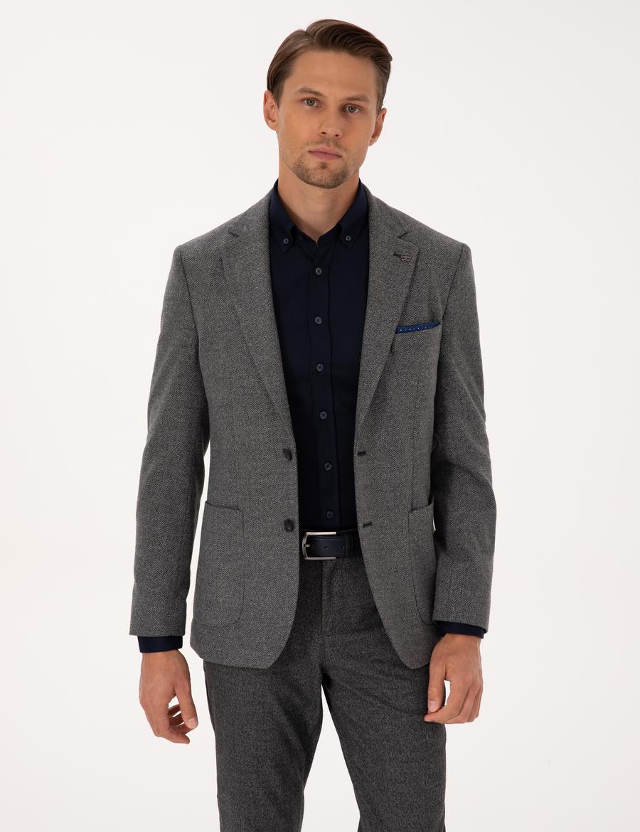 Füme Slim Fit Balıksırtı Ceket