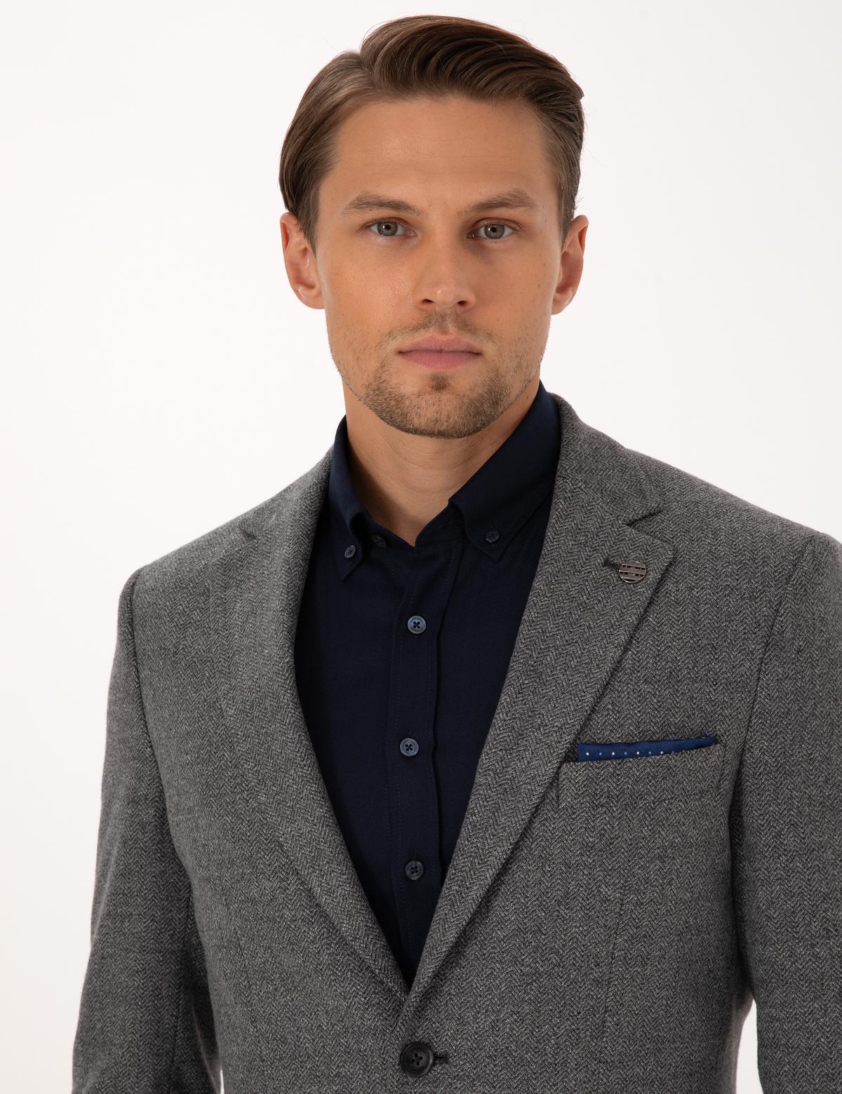 Füme Slim Fit Balıksırtı Ceket - 50317640017