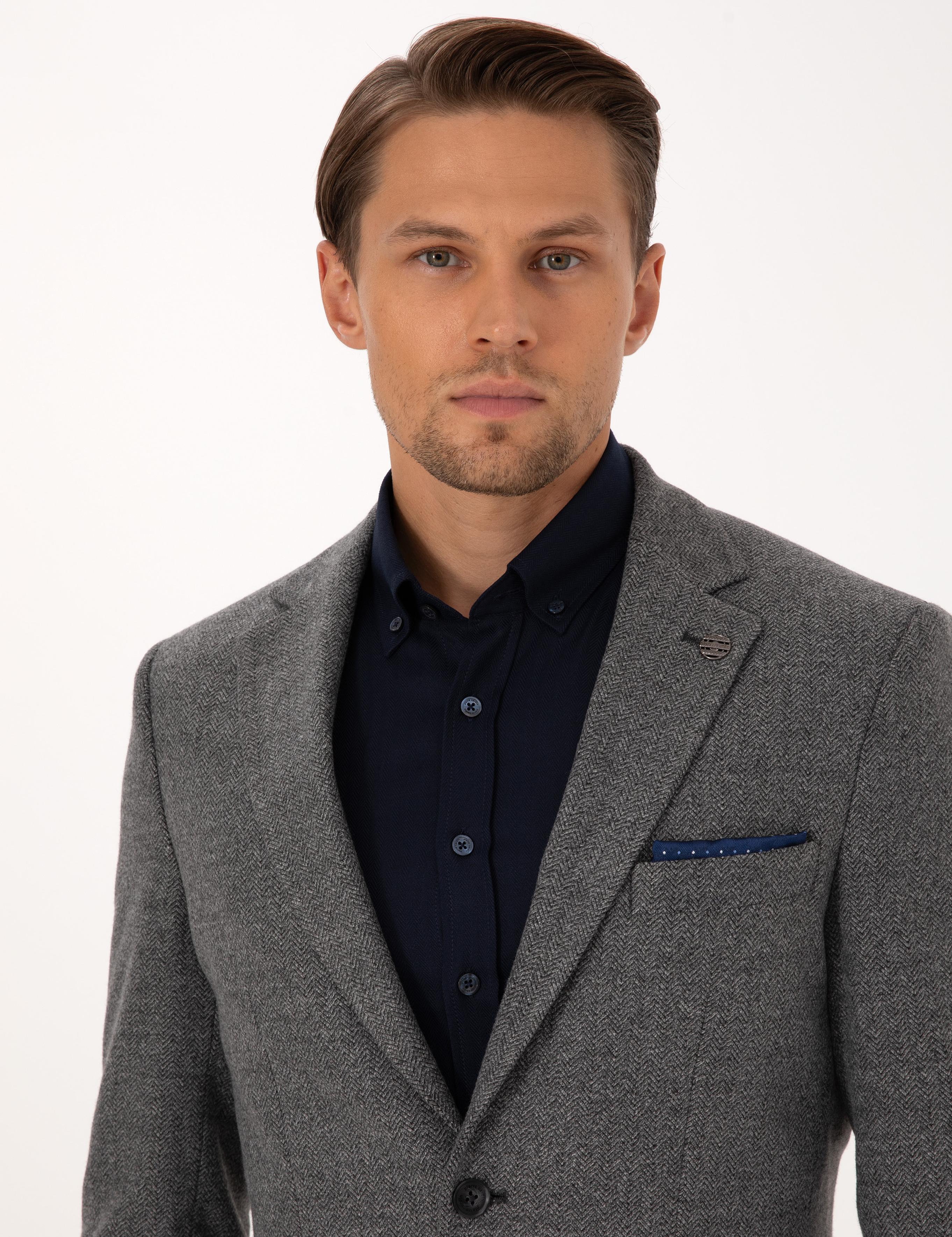 Füme Slim Fit Balıksırtı Ceket