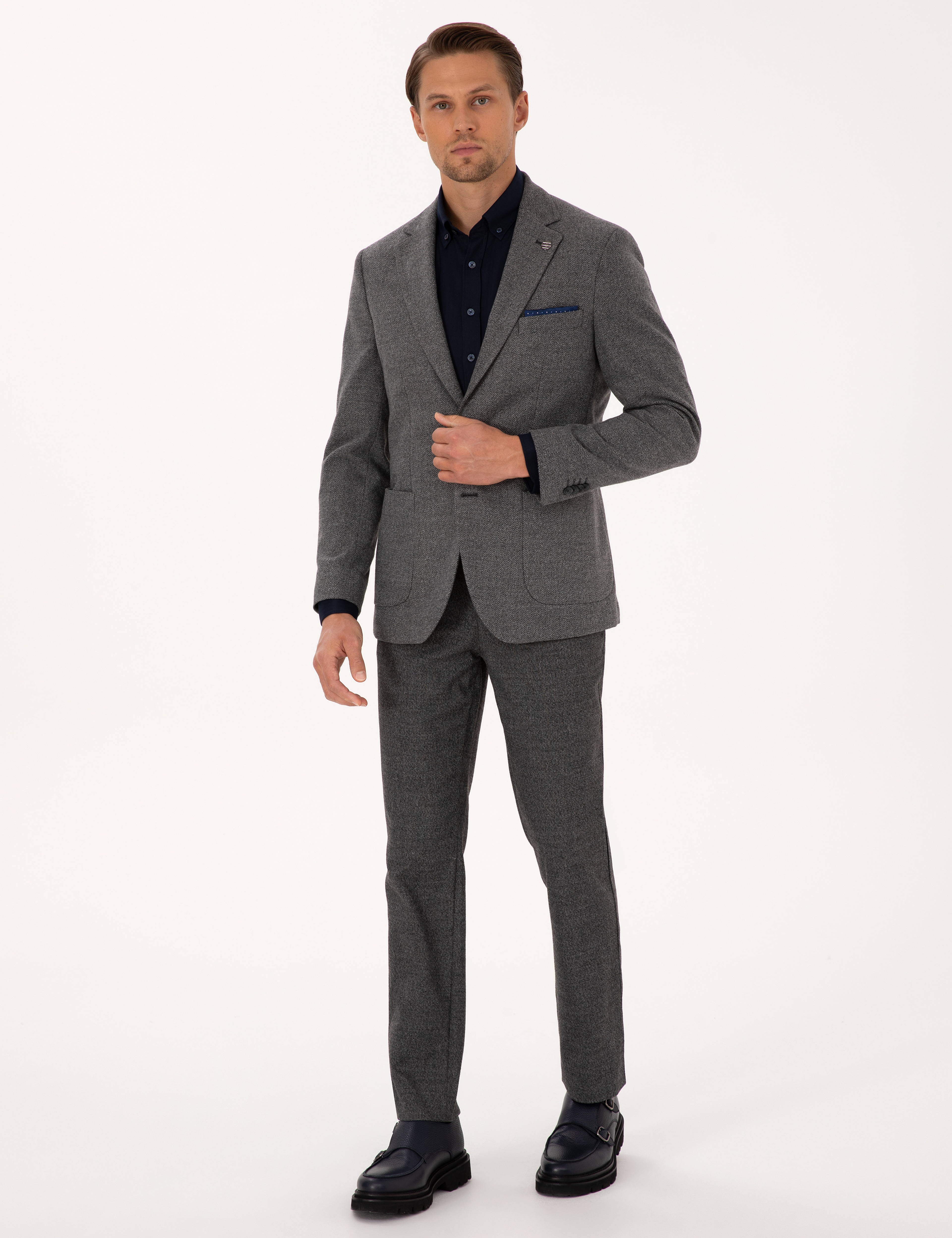 Füme Slim Fit Balıksırtı Ceket