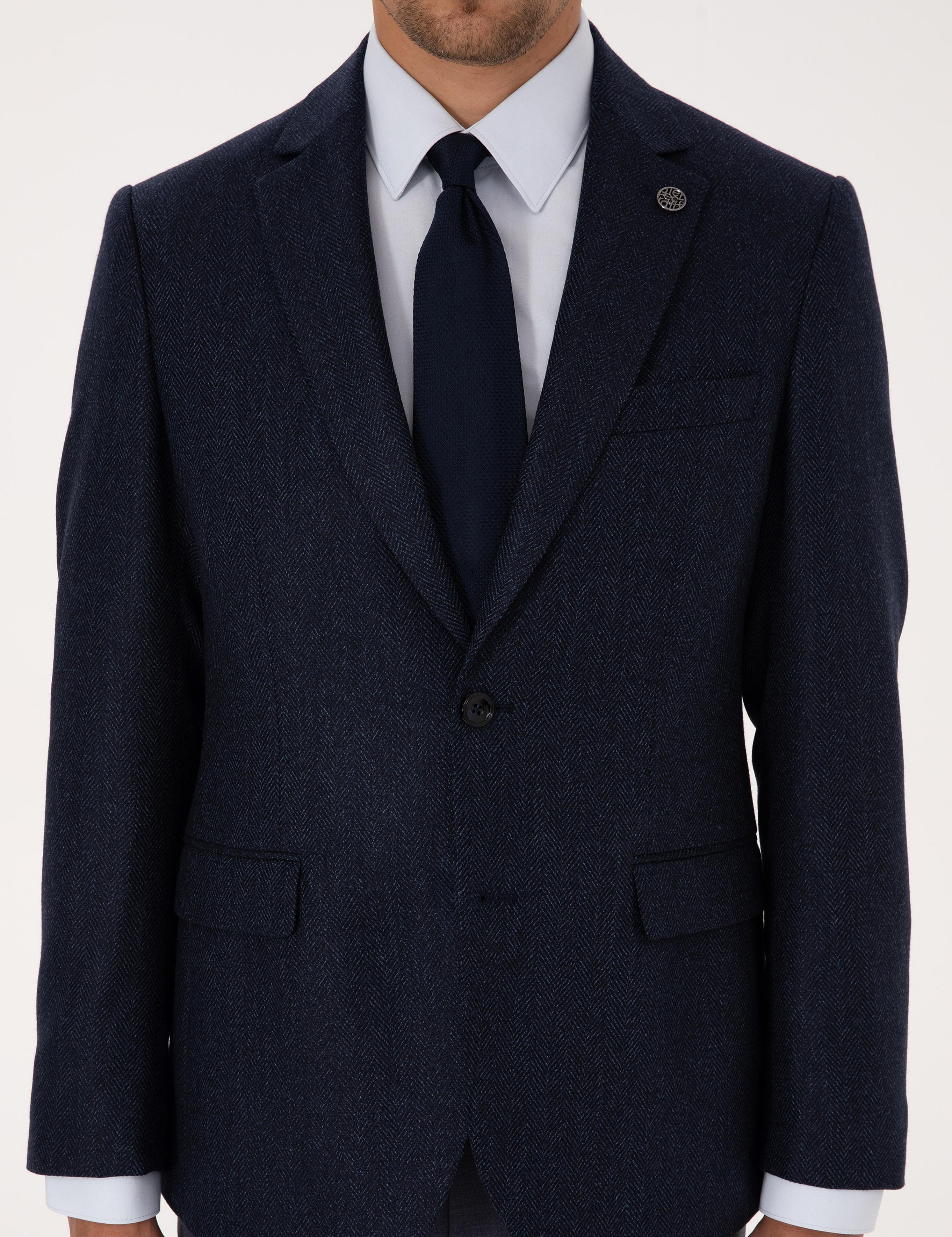 Lacivert Slim Fit Ceket