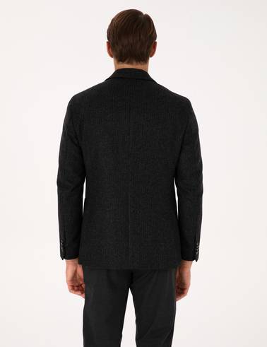 Antrasit Slim Fit Yün Karışımlı Ceket