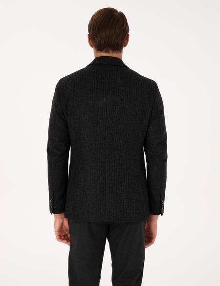 Antrasit Slim Fit Yün Karışımlı Ceket - 50313336017