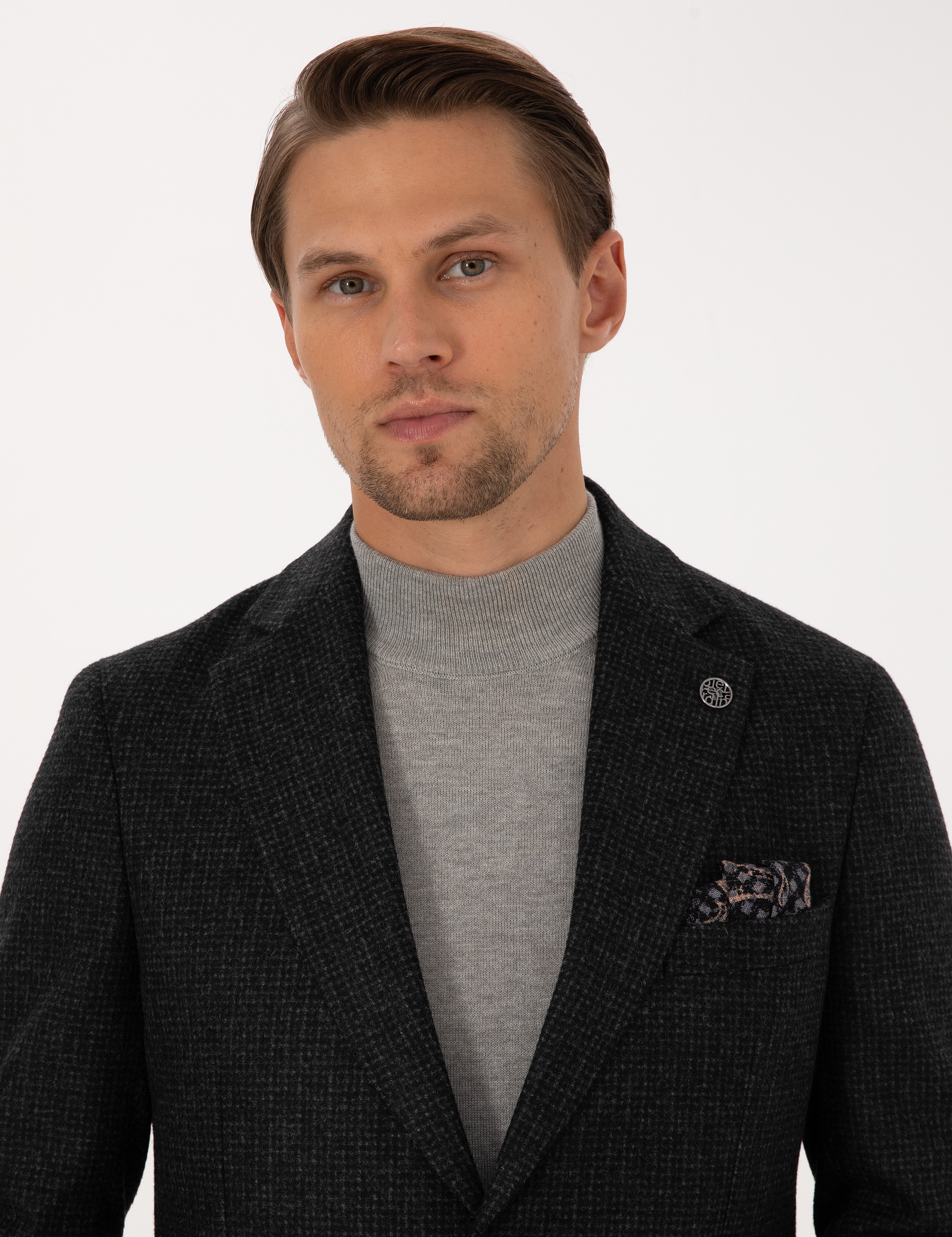 Antrasit Slim Fit Yün Karışımlı Ceket - Image 2