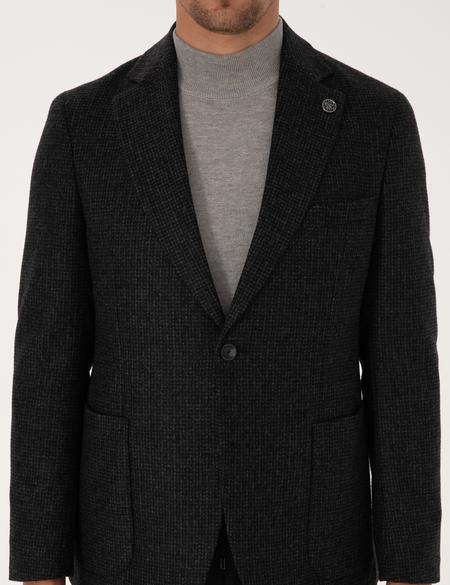 Antrasit Slim Fit Yün Karışımlı Ceket - 50313336017
