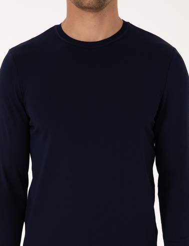Lacivert Slim Fit Bisiklet Yaka Triko Kazak