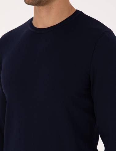 Lacivert Slim Fit Bisiklet Yaka Triko Kazak
