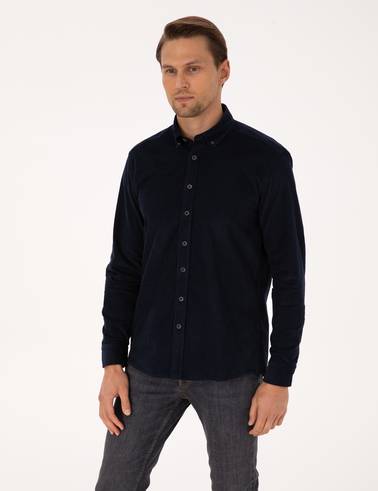 Lacivert Regular Fit Uzun Kollu Gömlek