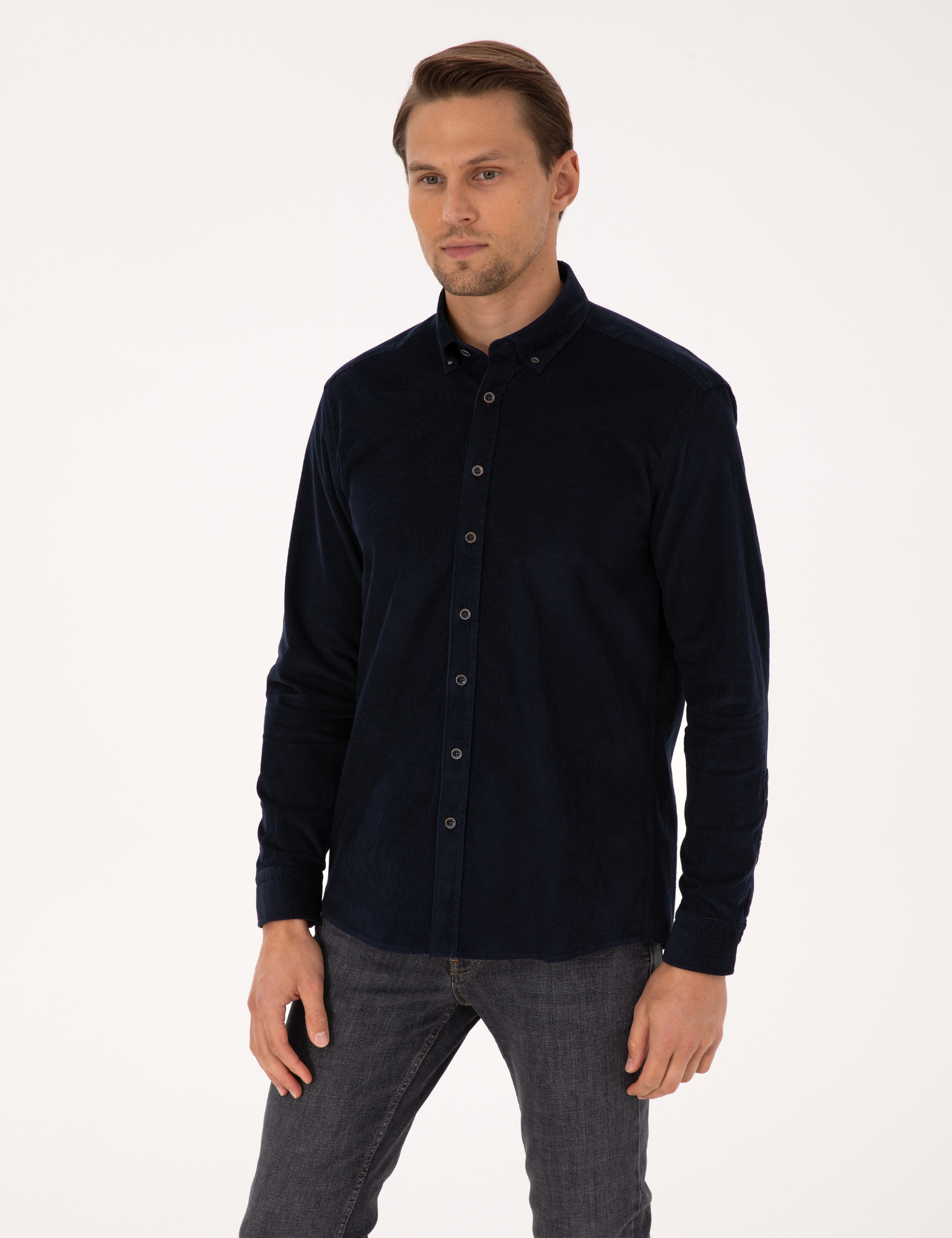 Lacivert Regular Fit Uzun Kollu Gömlek - Image 3