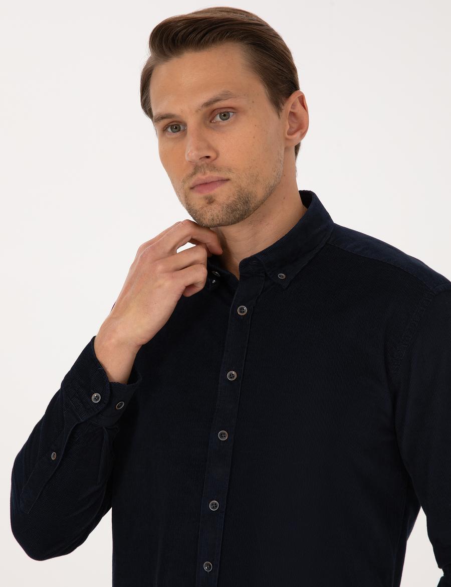 Lacivert Regular Fit Uzun Kollu Gömlek