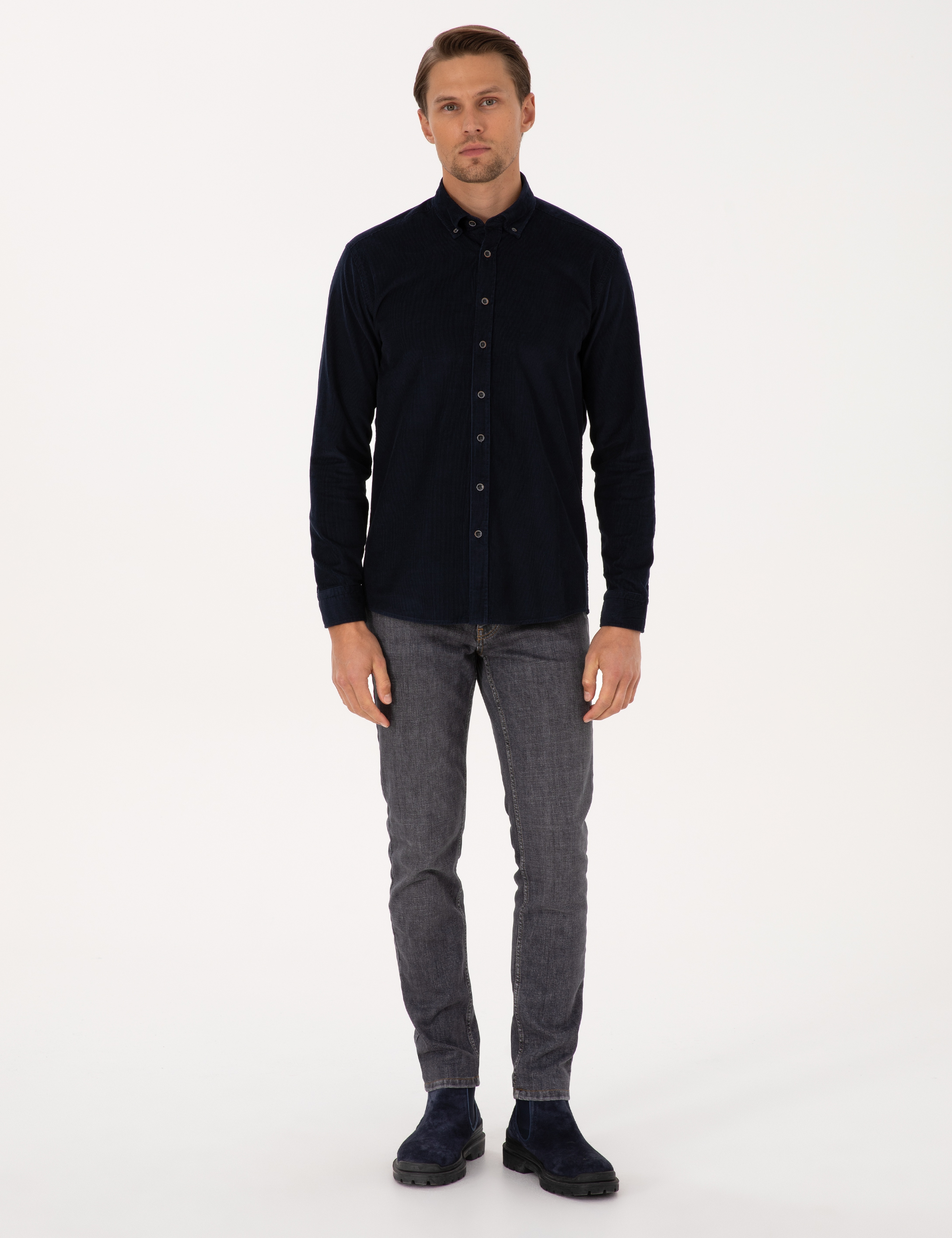 Lacivert Regular Fit Uzun Kollu Gömlek - Image 4