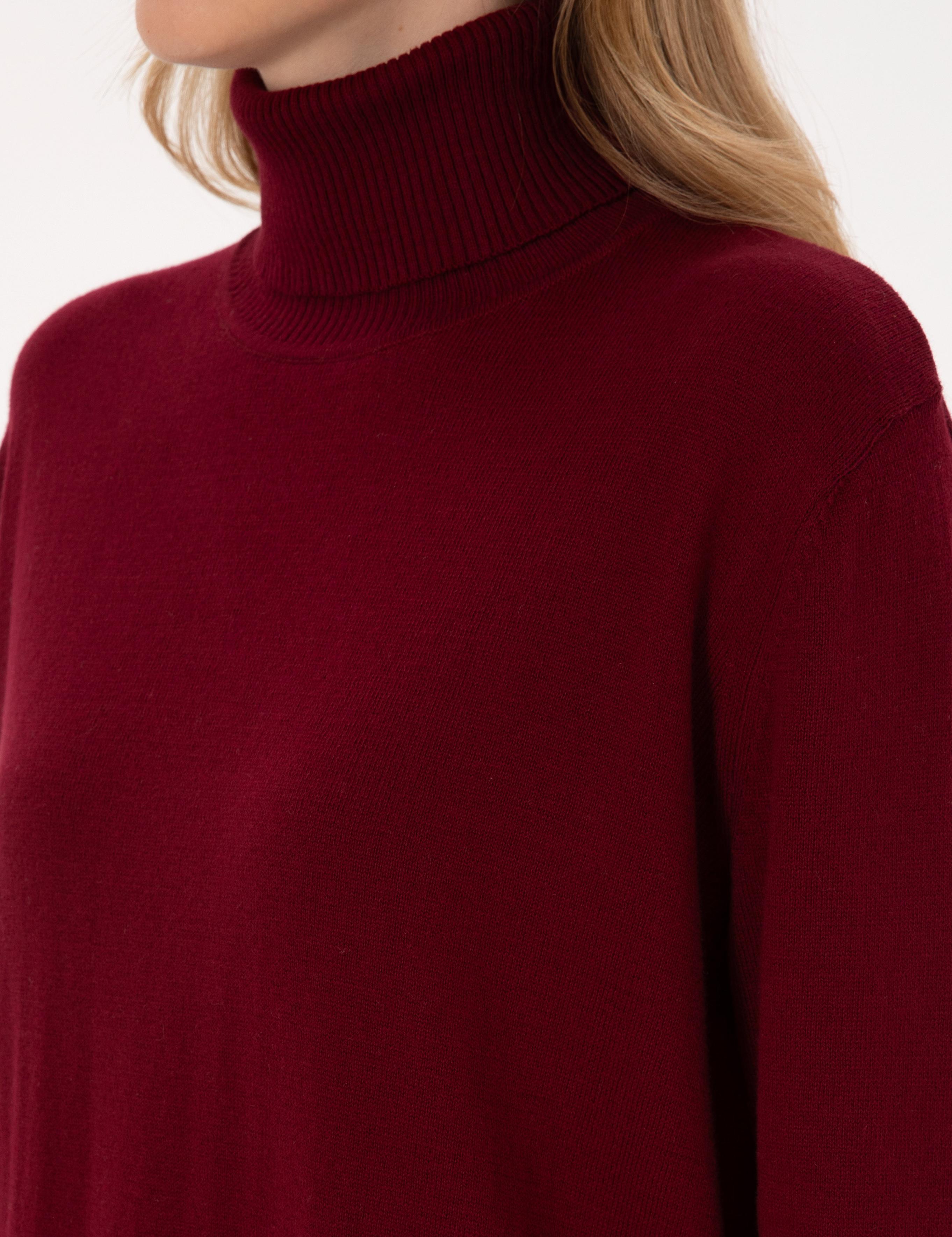 Vişne Comfort Fit Tam Balıkçı Yaka Basic Kazak