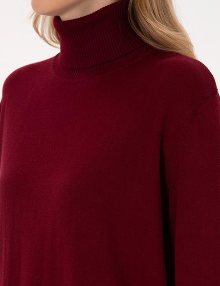 Vişne Comfort Fit Tam Balıkçı Yaka Basic Kazak - 50316385024