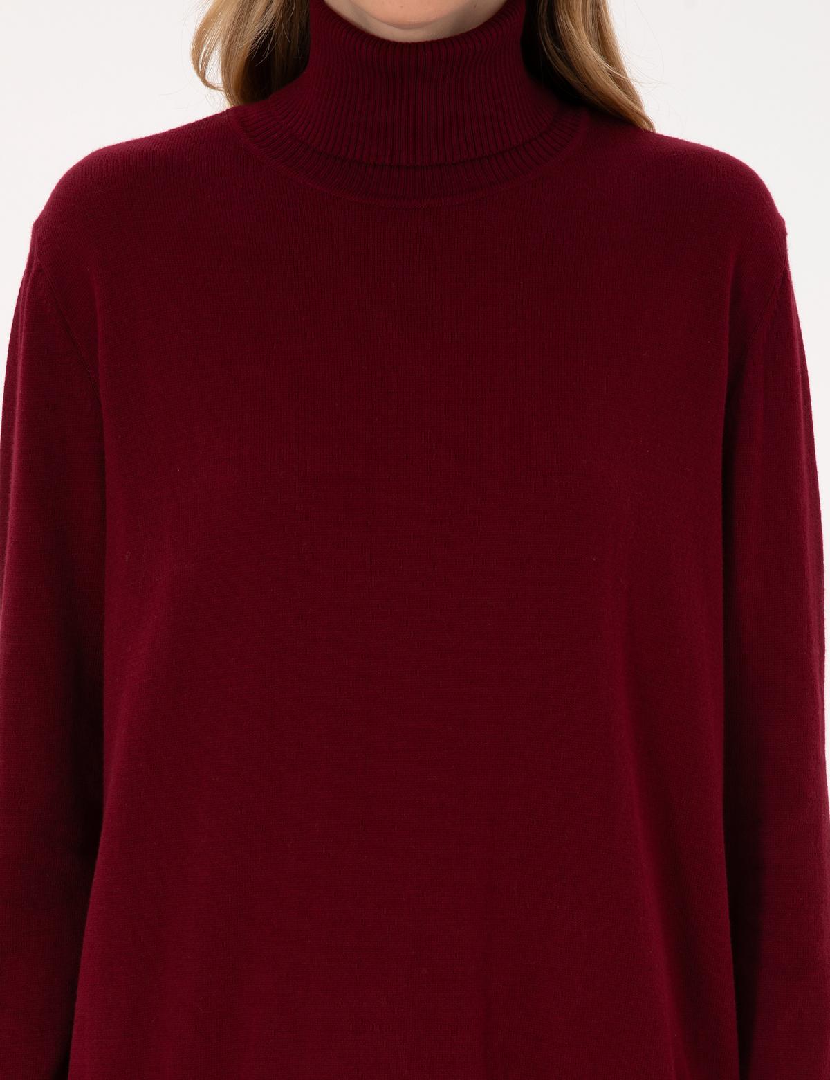 Vişne Comfort Fit Tam Balıkçı Yaka Basic Kazak - 50316385024