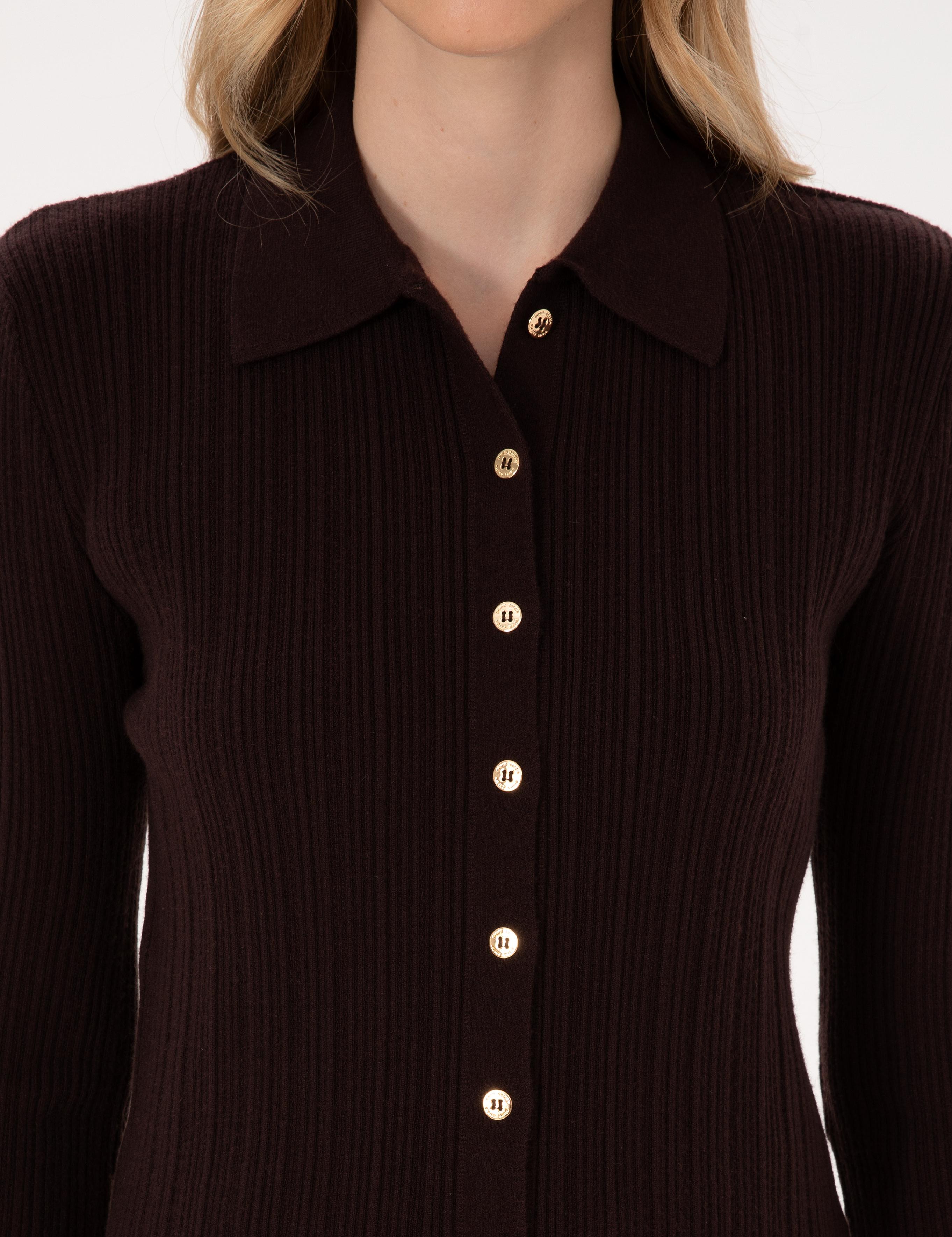 Kahverengi Slim Fit Triko Hırka