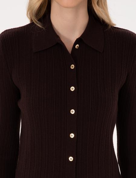 Kahverengi Slim Fit Triko Hırka - 50316338010