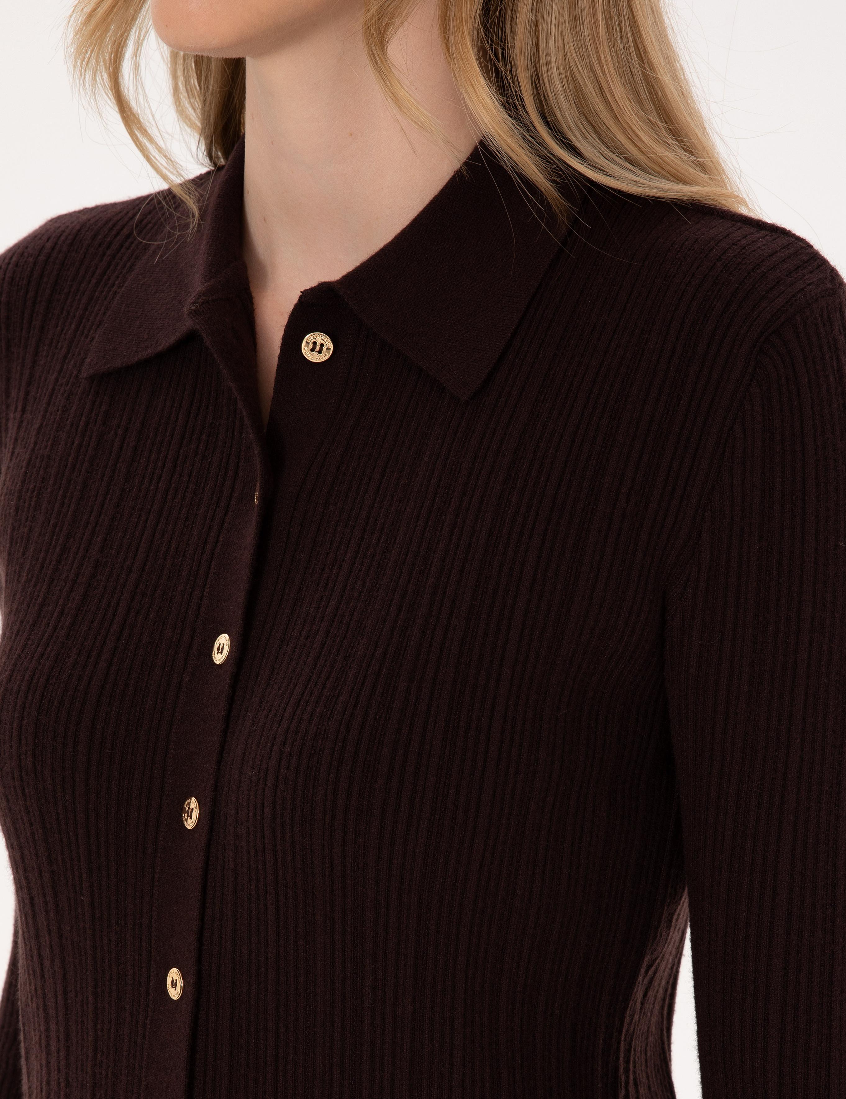 Kahverengi Slim Fit Triko Hırka