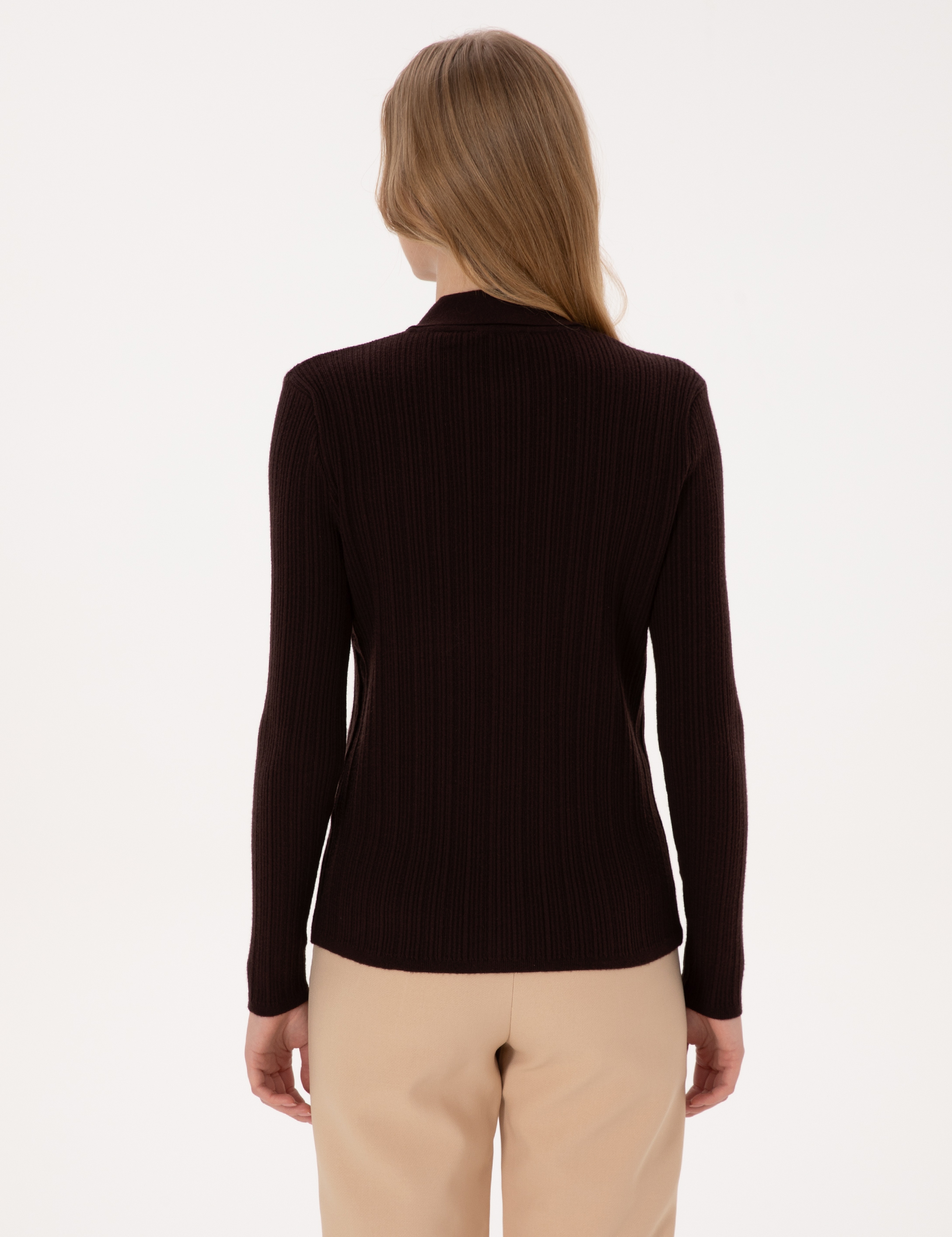 Kahverengi Slim Fit Triko Hırka - Image 5