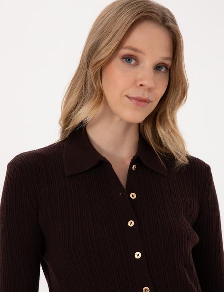 Kahverengi Slim Fit Triko Hırka - 50316338010