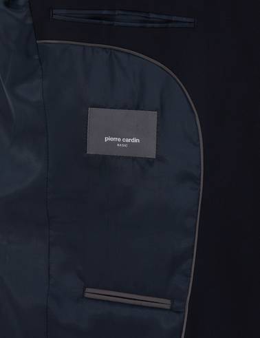 Lacivert Ex. Slim Fit Çizgili Kruvaze Takım Elbise