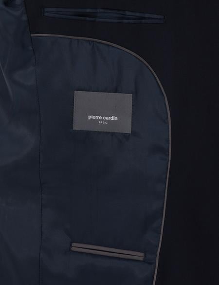 Lacivert Ex. Slim Fit Çizgili Kruvaze Takım Elbise - 50319555011