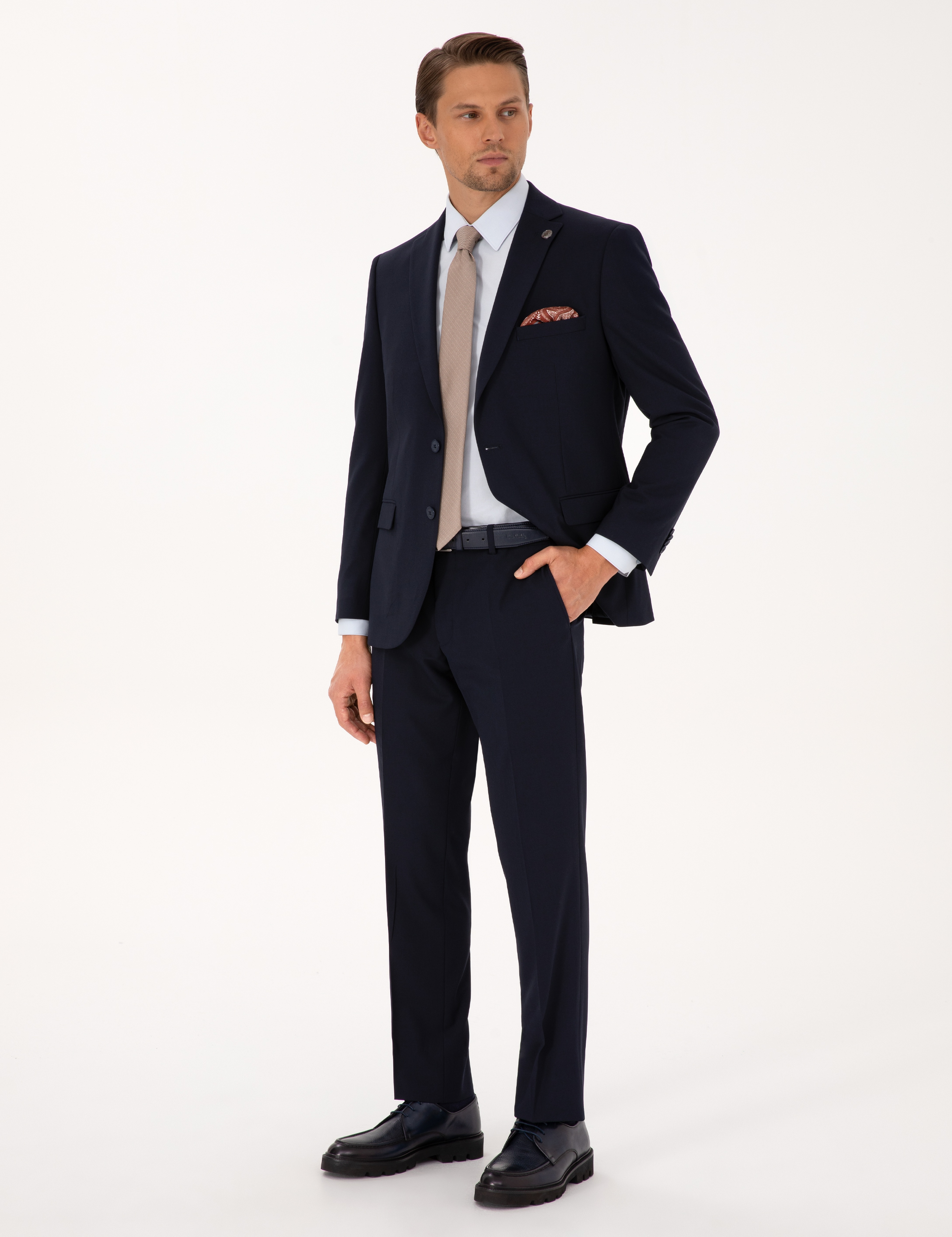 Lacivert Slim Fit Takım Elbise - Image 4