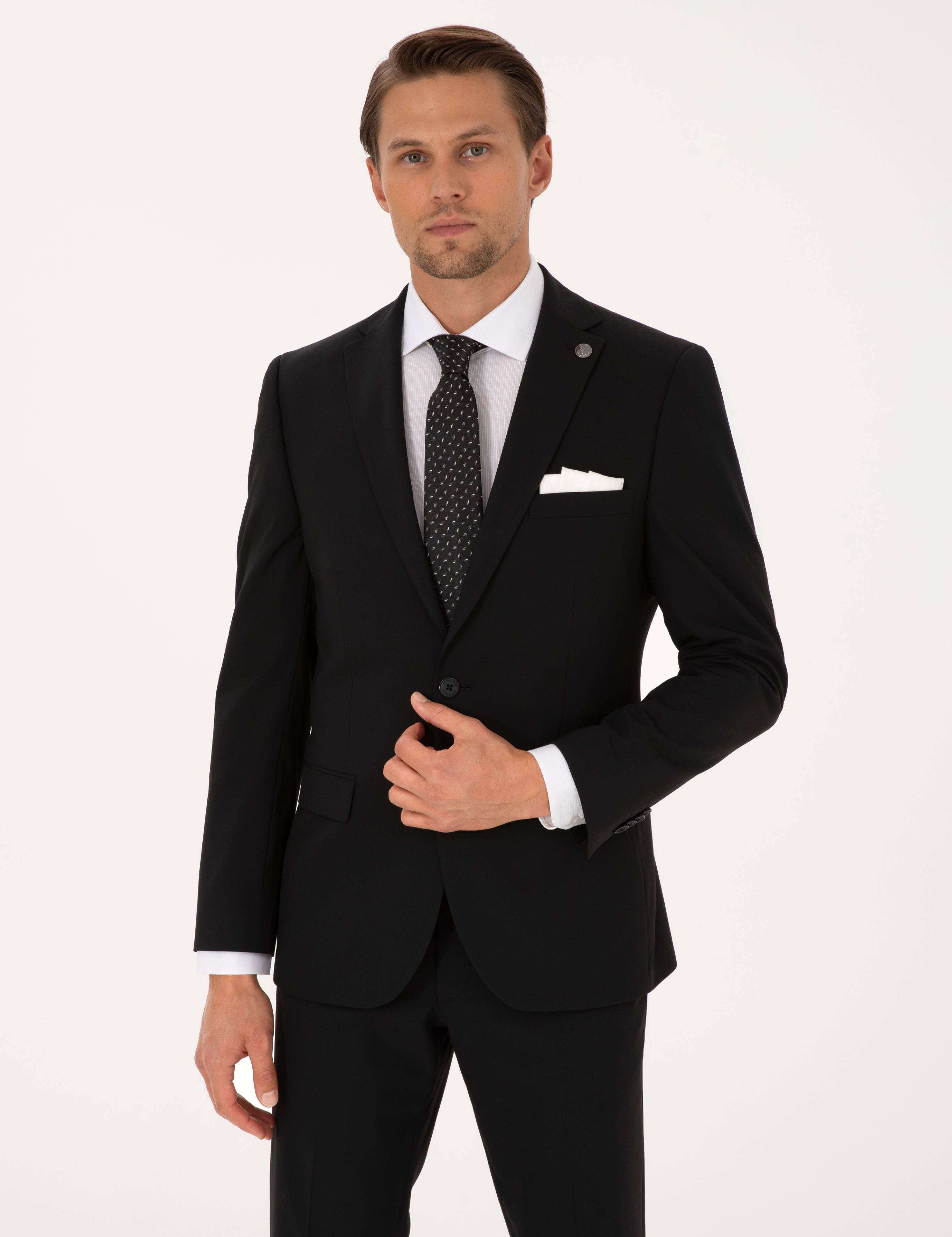 Siyah Slim Fit Takım Elbise