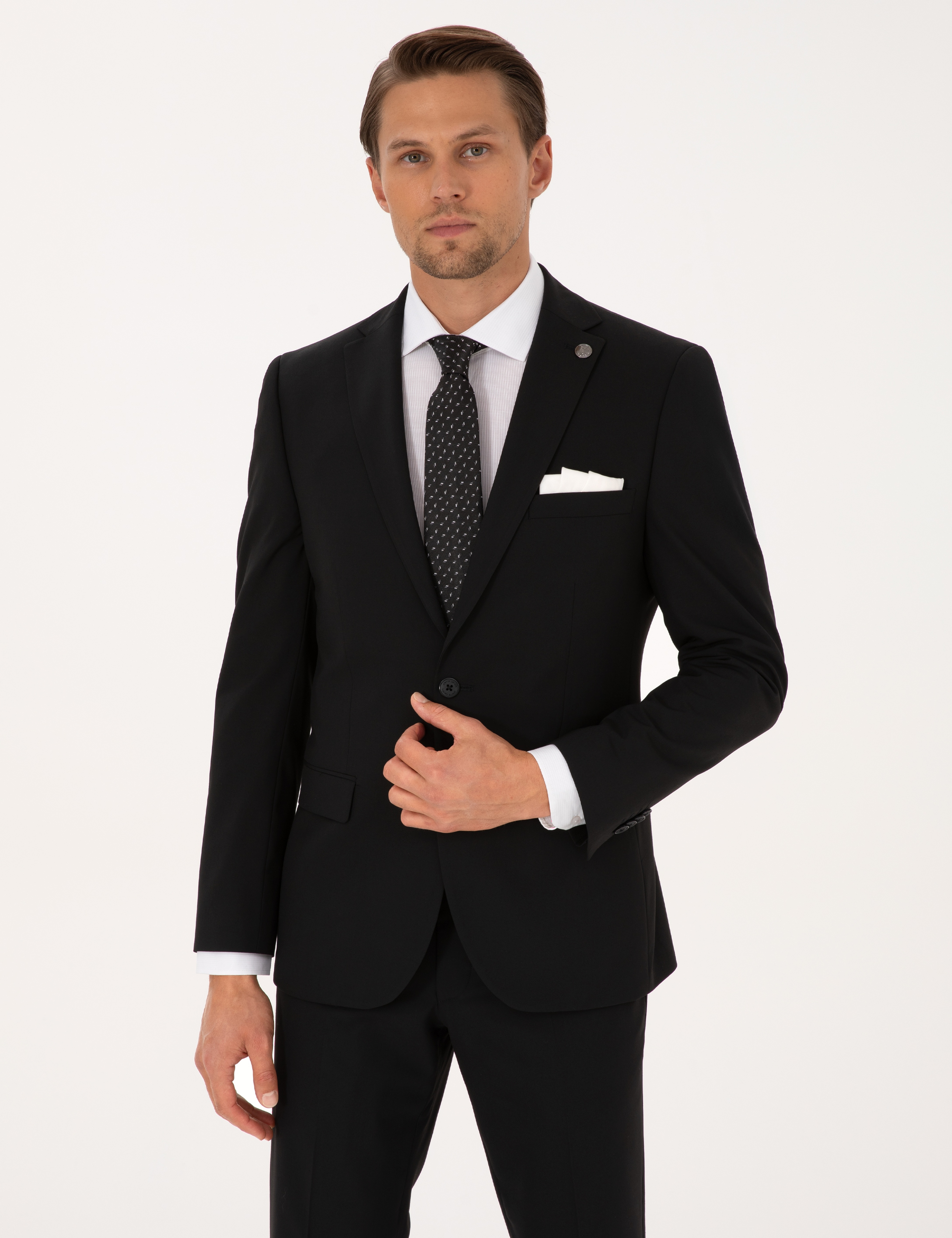 Siyah Slim Fit Takım Elbise - Image 3