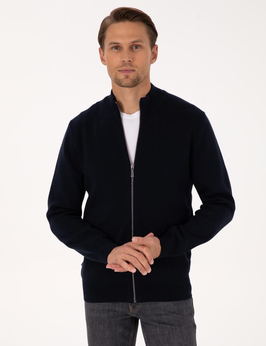 Lacivert Regular Fit Triko Hırka