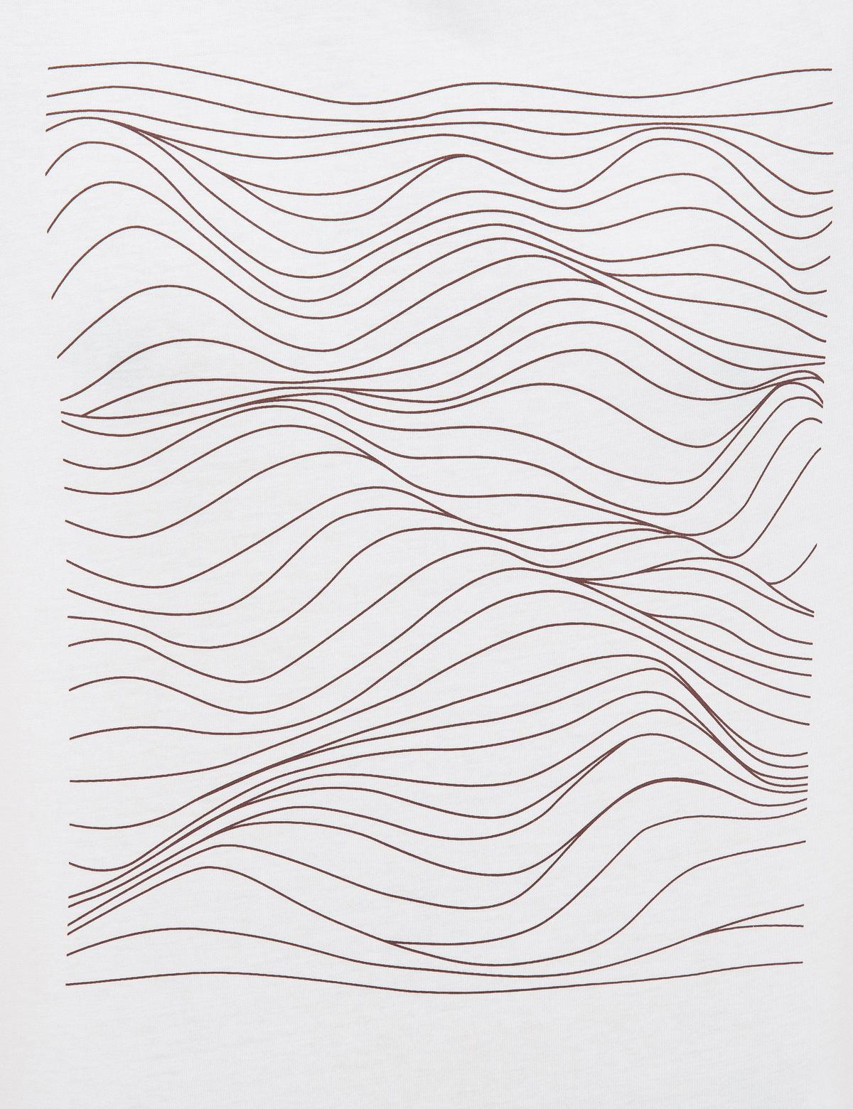 Kahverengi Çizgili Regular Fit Bisiklet Yaka T-Shirt - 50226532003