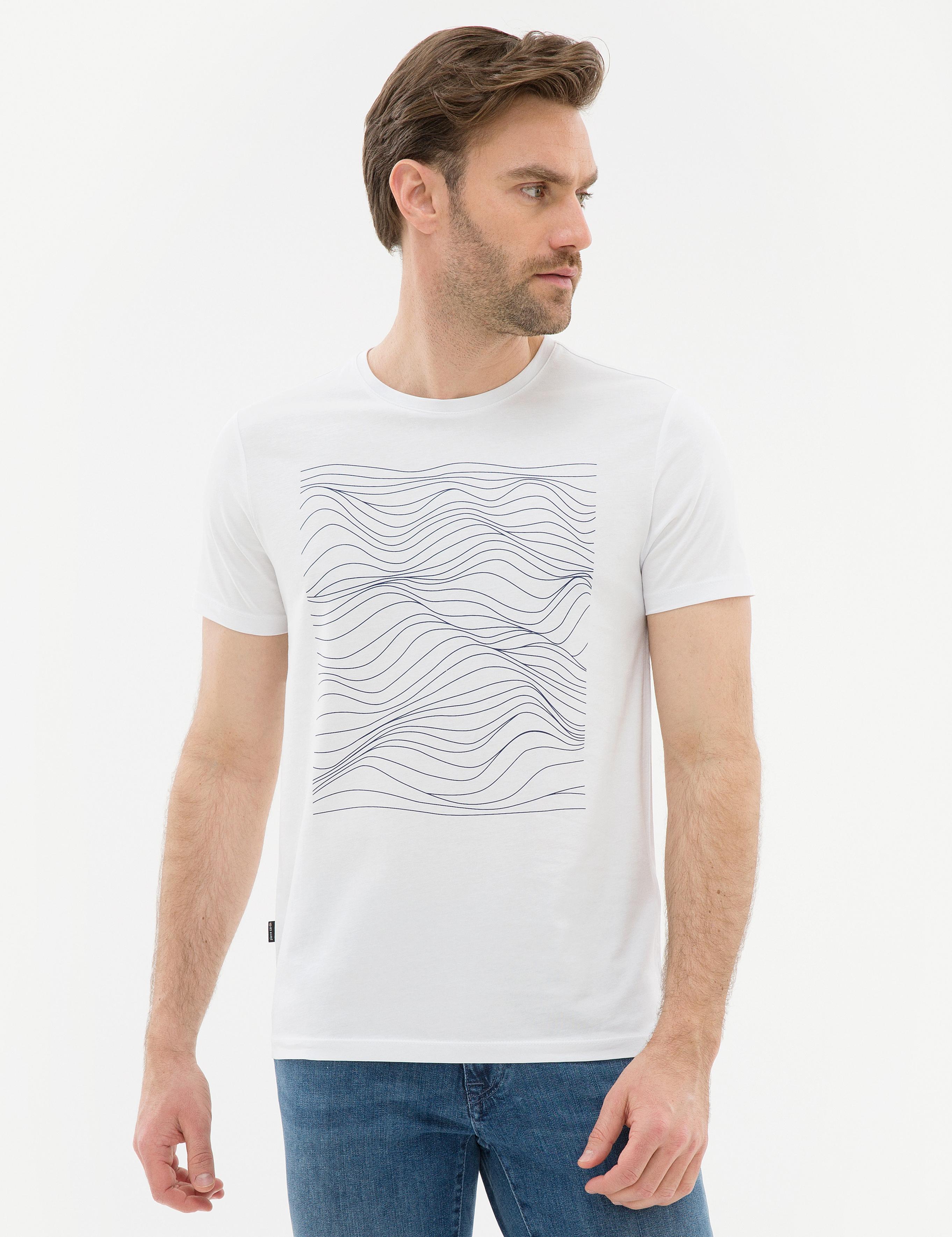 Beyaz Regular Fit Bisiklet Yaka T-Shirt