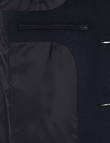 Lacivert Ekstra Slim Fit Yün Karışımlı Kaşe Kaban